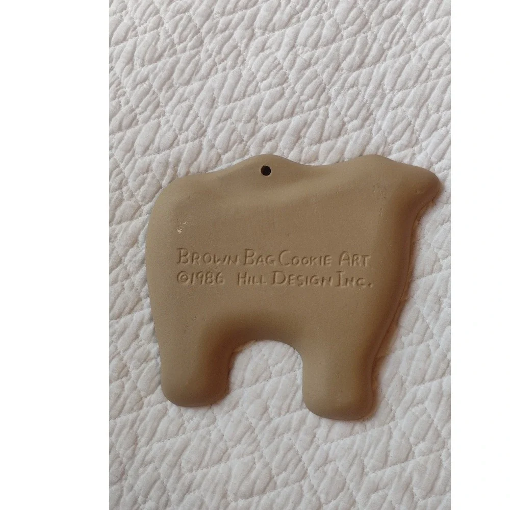 Vintage 1986 Brown Bag Cookie Art Hill Design Inc Stoneware Cow Mold Press 6